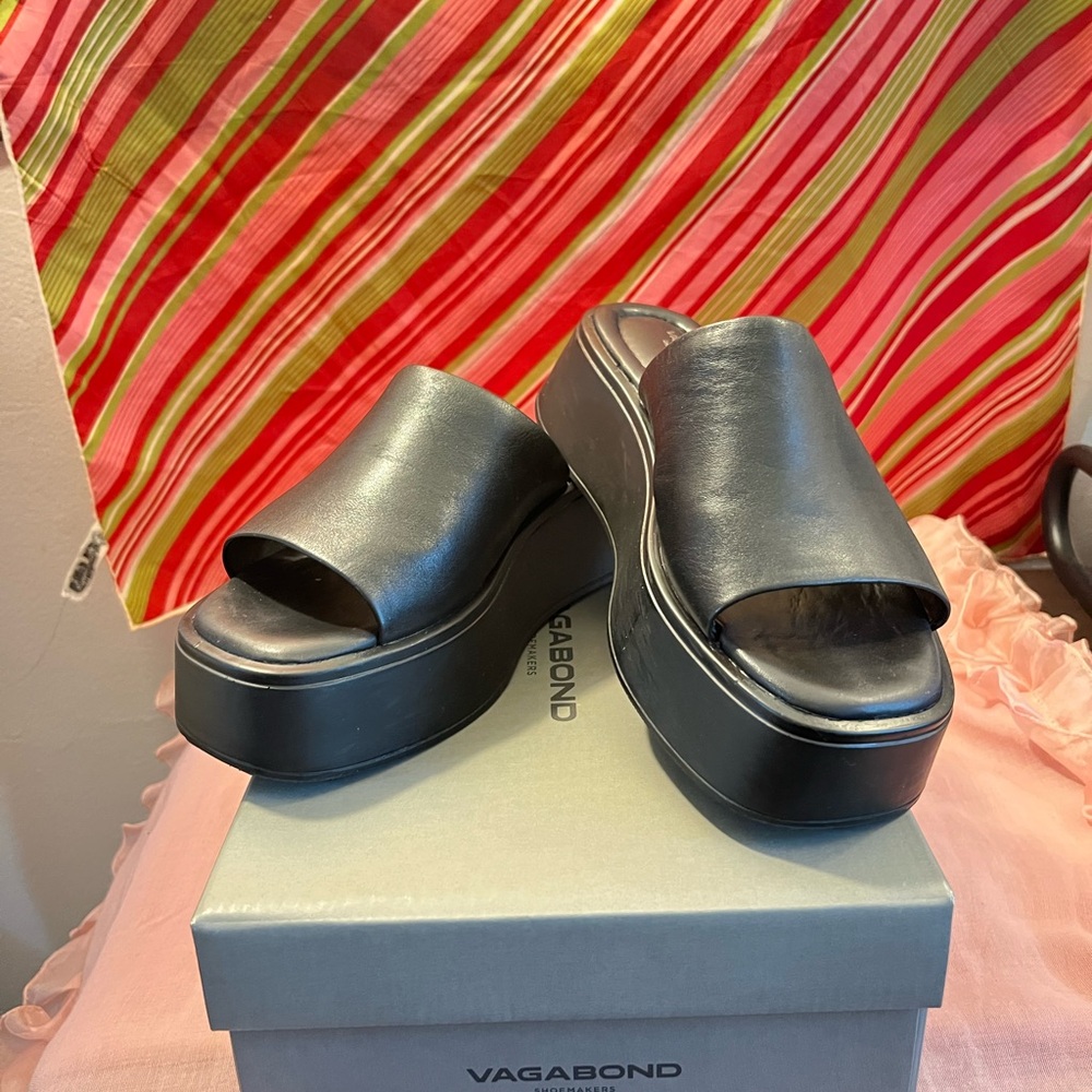 Vagabond Black Women's Platform Slide Sandals